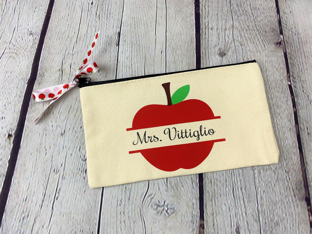 Custom Personalized Teacher Bag With Apple, School Gift, Teacher Gift ...