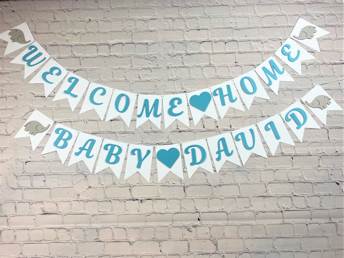 Personalized Home Baby Banner with elephant baby Etsy