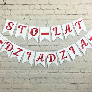 Polish &quot;Sto Lat&quot; Happy Birthday Banner, Tata, Dziadzia, Babcia, Busia, Custom Name, Poland, Polish Flag, Polska.