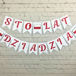 Polish "Sto Lat" Happy Birthday Banner, Tata, Dziadzia, Babcia, Busia, Custom Name, Poland, Polish Flag, Polska.