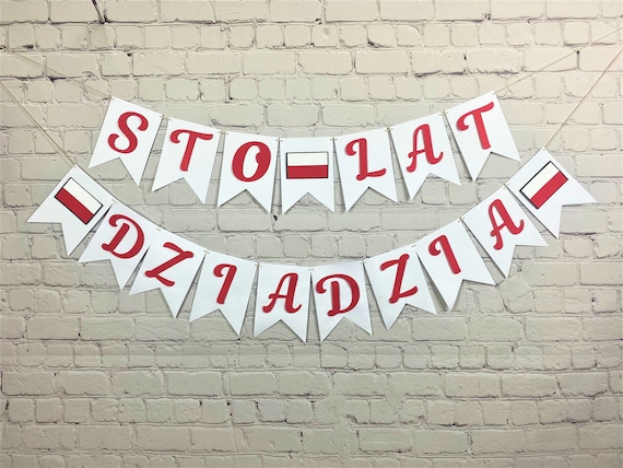 Polonais Sto Lat Banniere Joyeux Anniversaire Tata Etsy Canada