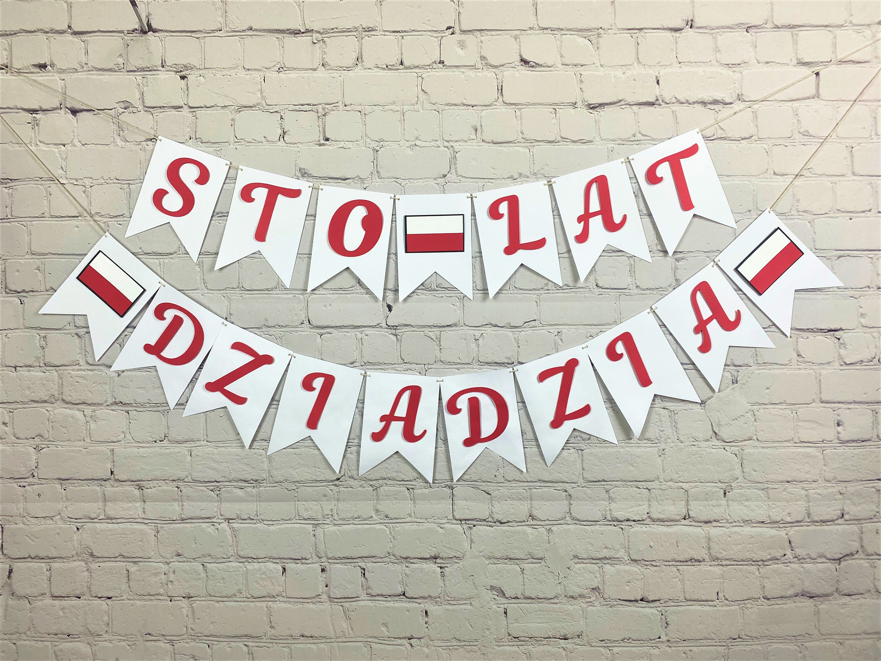 Polish sto Lat Happy Birthday Banner, Tata, Dziadzia, Babcia, Busia, Custom  Name, Poland, Polish Flag, Polska. - Etsy