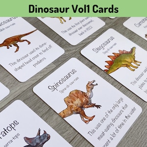 Dinosaur Vol 1 Flashcards Printable, Educational Learning Resources, Teaching Activities, Homeschool Digital, Editable Dinosaur Fact Cards