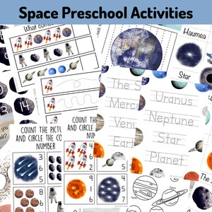 Space Preschool Activity Bundle Printable, Solar System Busy Book, Educational Resources, Homeschool Digital, STEM Worksheet Materials