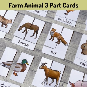 Farm Animal Montessori Jigsaw Cards Printable, Animals Preschool Busy Book, Educational Resources, Homeschool Digital, Country Materials