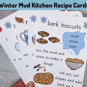 Winter Mud Kitchen Recipe Cards Printable, Educational Learning Resources, Montessori Materials, Early Years Outdoor Forest School, Play