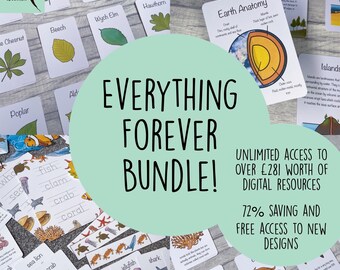 Digital Everything Forever Bundle - Digital Homeschool Teaching Resources, Home Education Printables, Worksheets and Flashcards, Complete
