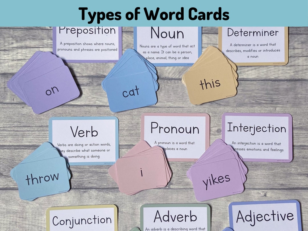Types of Word Cards Printable, Teaching Learning Resources, Reading