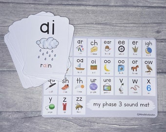 Printable - Phonic Phase 3 Flashcards, Phonics Sound Mat, Teaching Learning Resources, Reading Materials for KS1, Digital Home Education