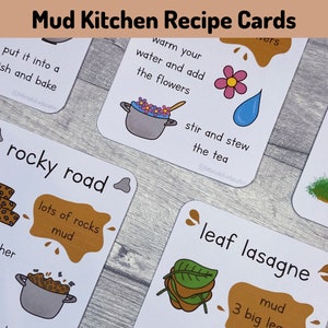 Mud Kitchen Recipe Cards Printable, Educational Learning Resources, Montessori Materials, Spring/Summer Activities, Outdoor Forest School