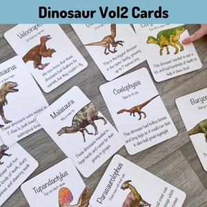 Dinosaur Vol 2 Flashcards Printable, Educational Learning Resources, Teaching Activities, Homeschool Digital Flash Cards, Dino Themed Cards