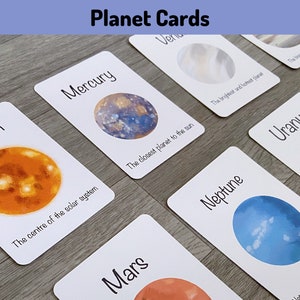 Planet Flashcards Printable, Teaching Learning Resources, Teaching Activities, Solar System Home Education Digital, Montessori Flash Cards