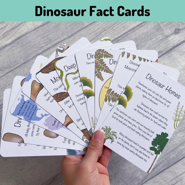 Dinosaur Fact Cards Printable, Educational Learning Resources, Teaching Activities, Homeschool Digital, Montessori Materials, Dino Themed