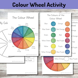 Colour Wheel Activity Printable, Art Resources for Kids, Colour Theory Educational Resource, Homeschool Digital Worksheet, Nature Materials