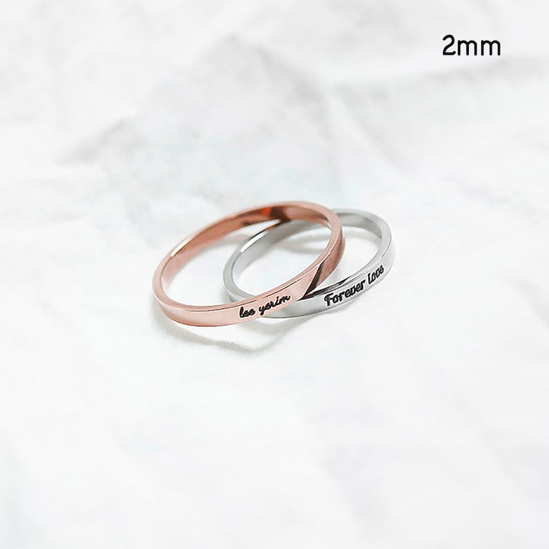 Hangul Ring, Engraved Ring Korean Name Surgical Steel 2mm , Korean Name