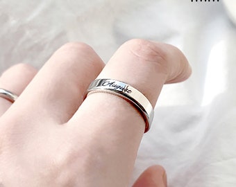Hangul Ring, Engraved Ring Korean Name Surgical Steel 4mm Hangul Ring, Korean Name, Kpop Custom, BTS Ring, 보라해