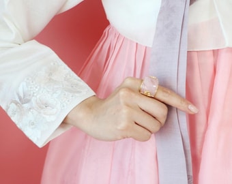 Handmade Jade Ring: Korean Hanbok Style, Adjustable Mother's Ring