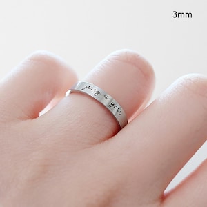 Hangul Ring, Engraved Ring Korean Name Surgical Steel 3mm Hangul Ring, Korean Name, Kpop Custom, BTS Ring, 보라해
