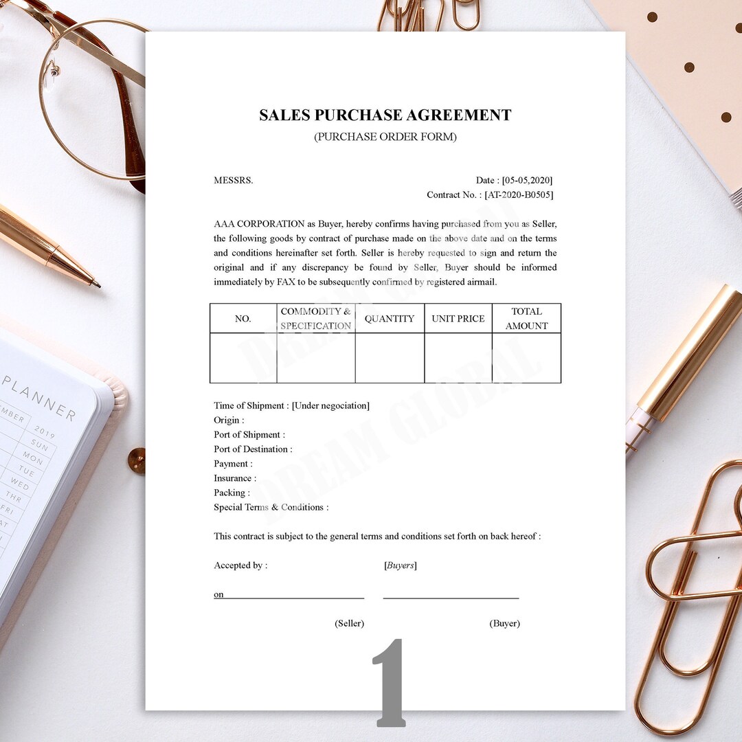 Sales Purchase Agreement Template | MS Word | Business Contract ...