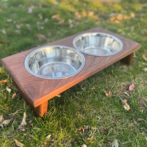 Walnut Dog/Cat/Pet Feeding Stand and Bowls