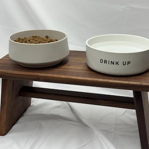Solid Walnut Elevated Dog Bowl Stand: Handmade Pet Feeder