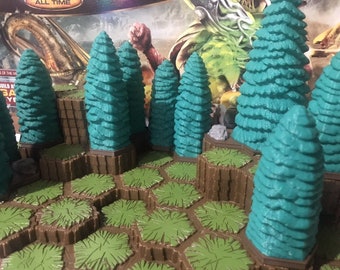 Heroscape - Evergreen Trees with bottom base (5 Piece) [Custom]