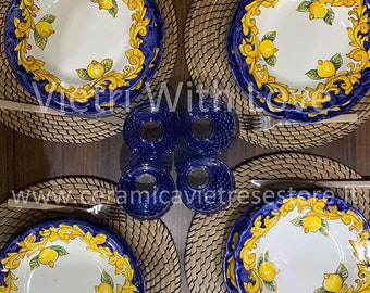 Positano amalficoast dishes handmade made in Italy Vietri soup plates meat plates