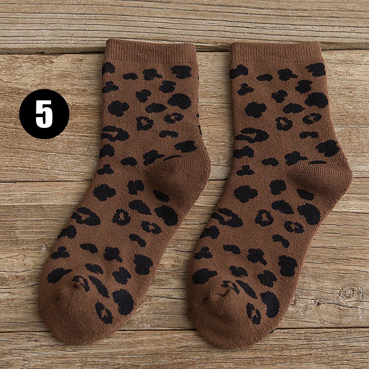 Spotted Leopard Print Women Socks Cotton Terry Tube Thickened | Etsy
