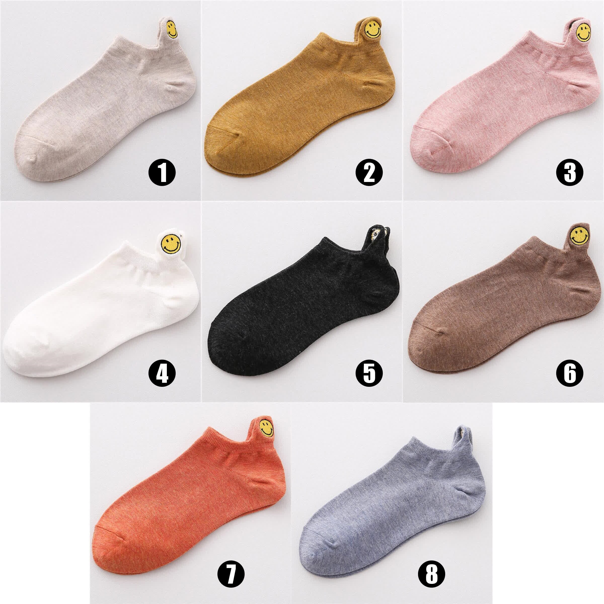 Embroidery Smiling Face Women Ankle Socks Color SpringSummer Etsy