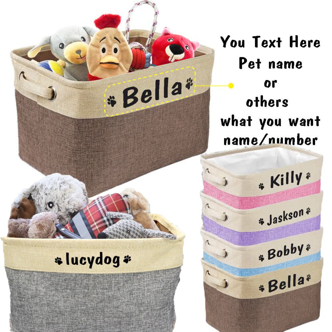 Personalised Dog Toy Basket Dog Toys Storage Bag Dog Toy Bin Etsy