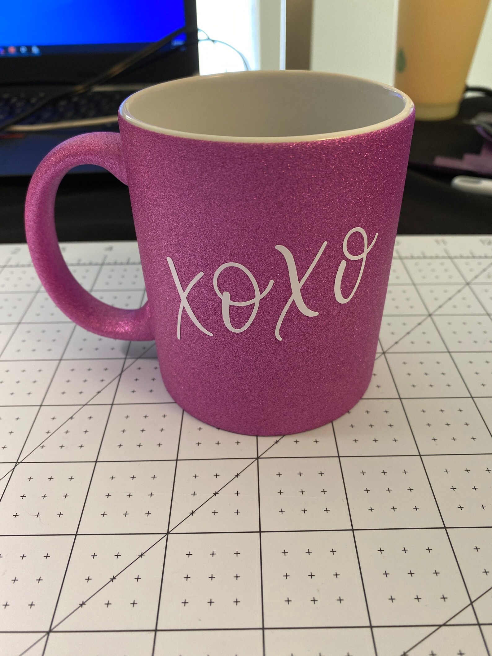 Pink Glitter Coffee Mug Hearts XOXO Pink Glitter Etsy