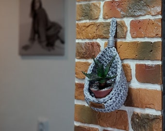 Wall Hanging Storage Basket, Plant Hanging Basket, Hanging Wall Basket for Plants, Hanging Indoor Herb Garden, Crochet Wall Décor gift