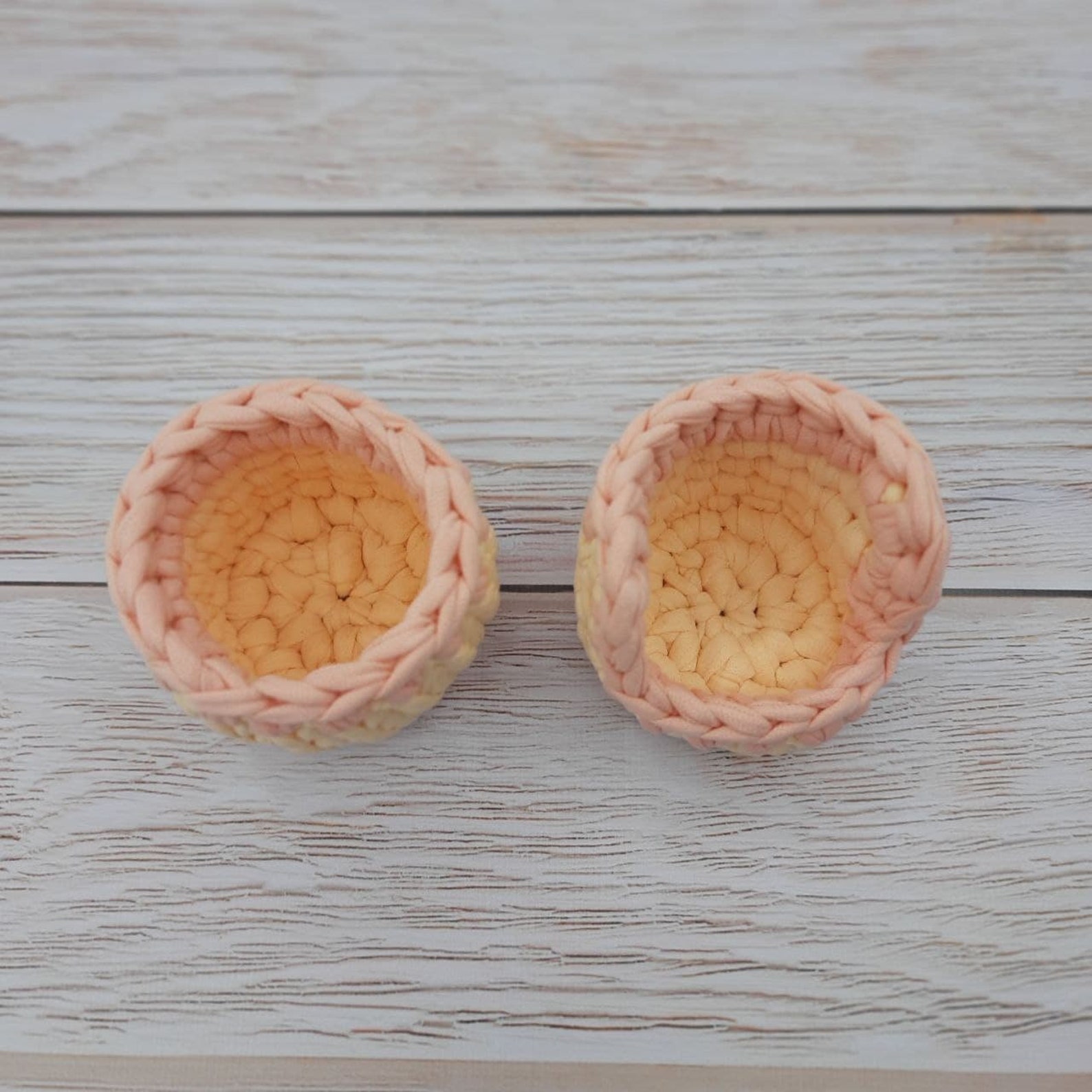 Set of 2 peach color baskets Bathroom accessories set Cotton Etsy