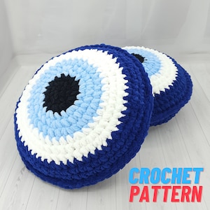 Evil Eye Kissen Häkelanleitung, PDF Dekokissen Muster, Easy Crochet Plushies Muster PDF, Instant Download File, Evil Eye Decor Pattern