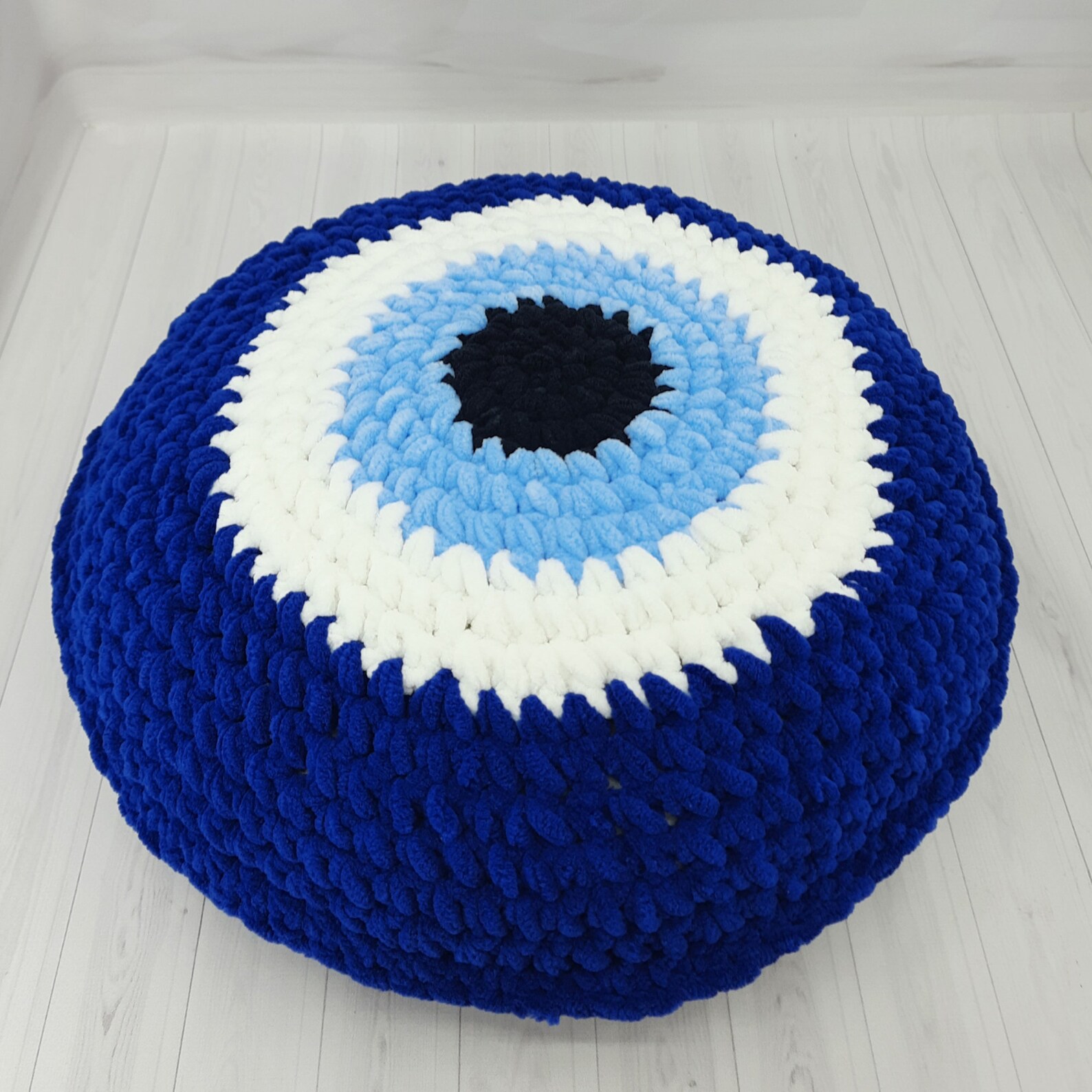 Large Evil Eye Pillow Plush Evil Eye Crochet Decorative Etsy