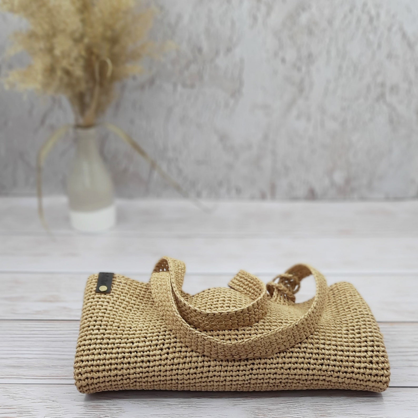 Large Raffia Beach Bag Custom Raffia Crochet Bag Beige Tote Etsy