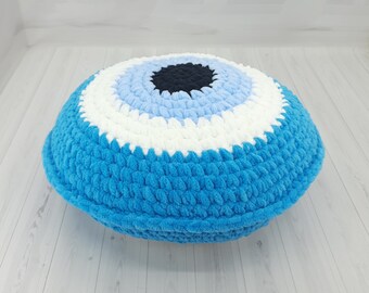 Oreiller mauvais œil océan moyen, coussins décoratifs au crochet, coussin en peluche pour canapé, coussin moelleux, décoration extérieure porte-bonheur, nouveau cadeau pour la maison