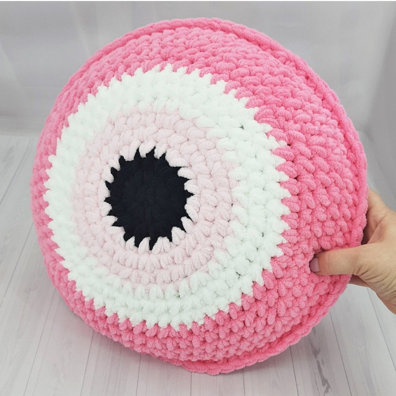 Middle Pink Evil Eye Pillow Crochet Pillow Decorative Etsy