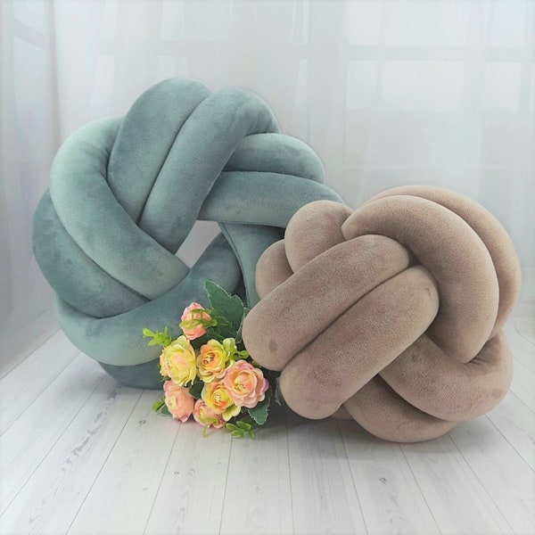 Coussin noeud en velours, coussin boule fait main, coussin noeud fleurs, coussins pour canapé, coussin de lit de repos, décoration de dortoir, cadeau mignon