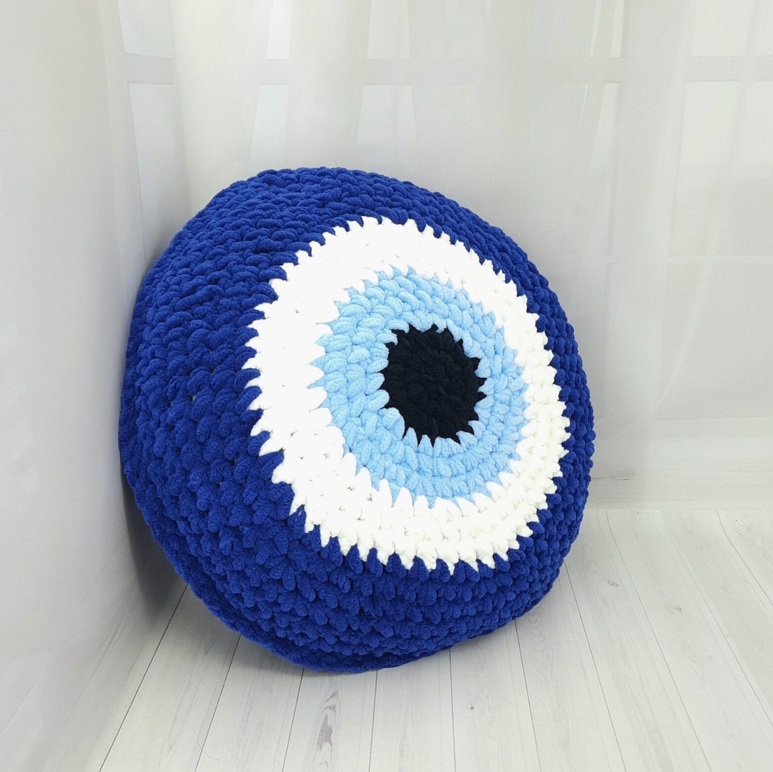 Large Evil Eye Pillow Plush Evil Eye Crochet Decorative Etsy