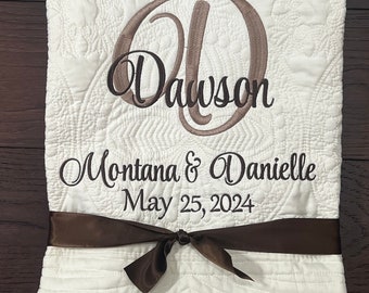 Personalized Wedding Gift | Wedding Quilt |Monogrammed Wedding Gift | Anniversary Gift  | Custom Gift | Custom Quilt | Matelassé