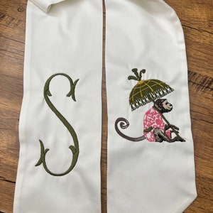 Chinoiserie Wreath Sash: Custom Sateen Monogram