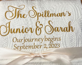 Personalized Wedding Gift | Wedding Quilt |Monogrammed Wedding Gift | Anniversary Gift  | Custom Gift | Custom Quilt | Matelassé