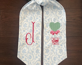Wreath Sash | Chinoiserie Valentine Decor | Custom Wreath Sash | Personalized Wreath Sash | Sateen Sash