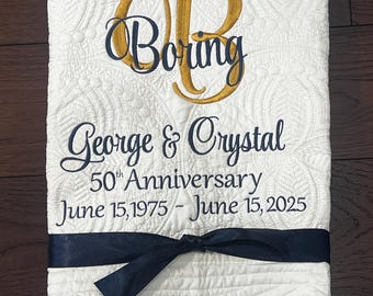 Personalized Wedding Quilt | Monogrammed Anniversary Gift, Matelassé Design