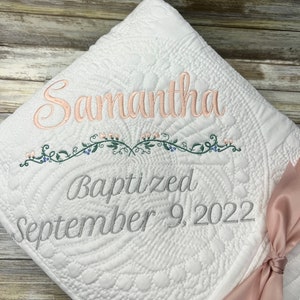 Personalized Baptism Quilt: Monogrammed Matelassé Christening Gift