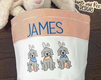 Seersucker Easter Basket | Monogrammed Easter Basket | Personalized Basket | Kids Easter Basket | Easter Tote | dog