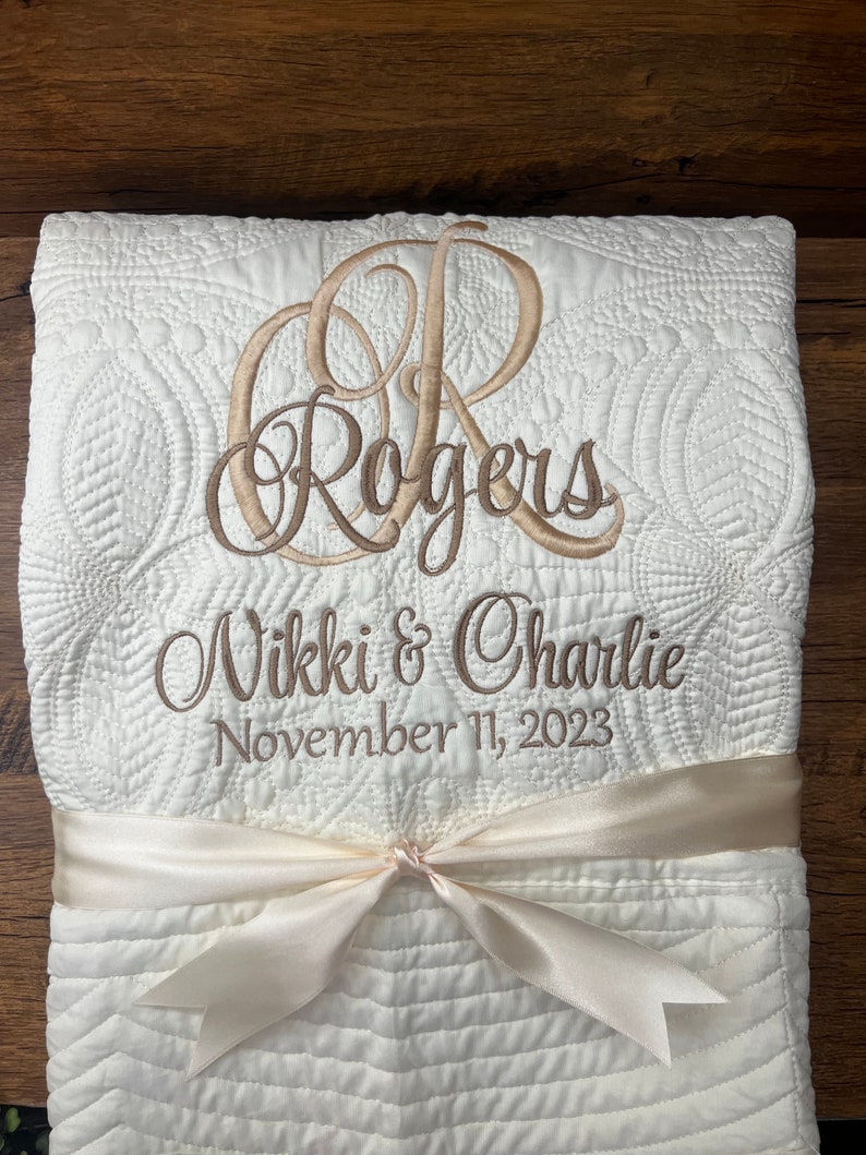 Personalized Wedding Gift | Wedding Quilt |Monogrammed Wedding Gift | Anniversary Gift | Custom Gift | Custom Quilt | Matelassé