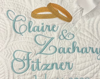 Personalized Wedding Gift | Wedding Quilt |Monogrammed Wedding Gift | Anniversary Gift  | Custom Gift | Custom Quilt | Matelassé