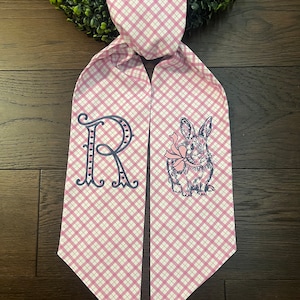 Wreath Sash | Easter Decor | Bunny Wreath Sash | Custom Wreath Sash | Personalized Wreath Sash | Sateen Sash | Add Initial